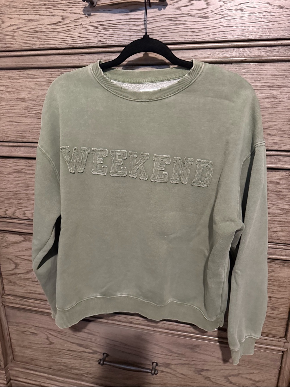 Sage Green 'WEEKEND' Crewneck Sweatshirt
